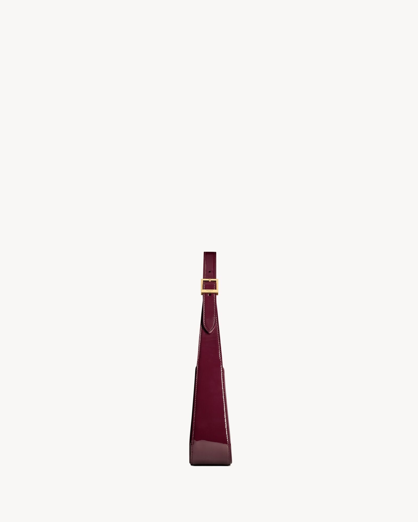 Saint Laurent Le 5 à 7 Patent Leather Hobo – Burgundy Elegance