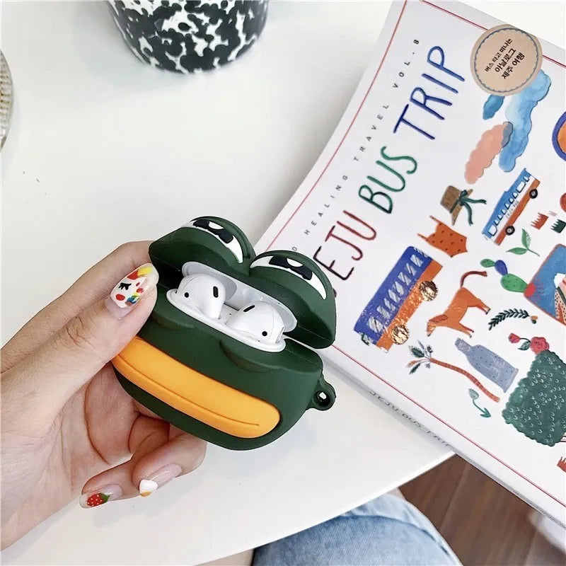 Cute 3D Frog Face Premium Airpods Case Shock Proof Cover