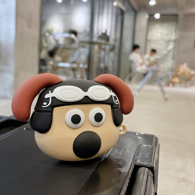 3D Cute Cartoon Pilot Dog Premium AirPods Case Shock Proof Cover