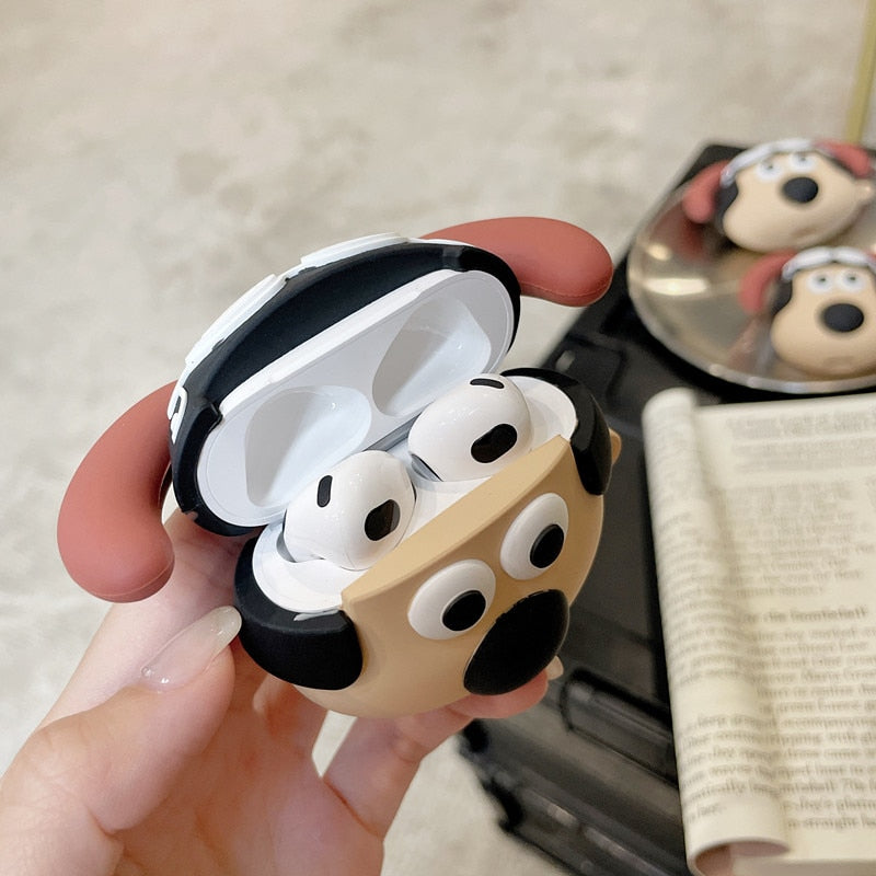 3D Cute Cartoon Pilot Dog Premium AirPods Case Shock Proof Cover