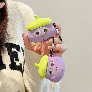 3D Cute Funny Eggplant Premium AirPods Case Shock Proof Cover